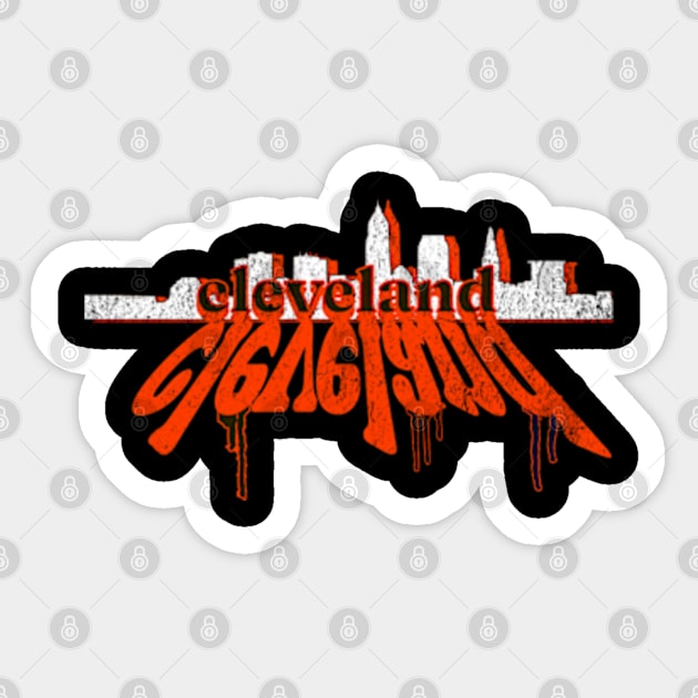 Cleveland Ohio American Football Cityscape Graffiti Skyline Sticker by Lavender Celeste